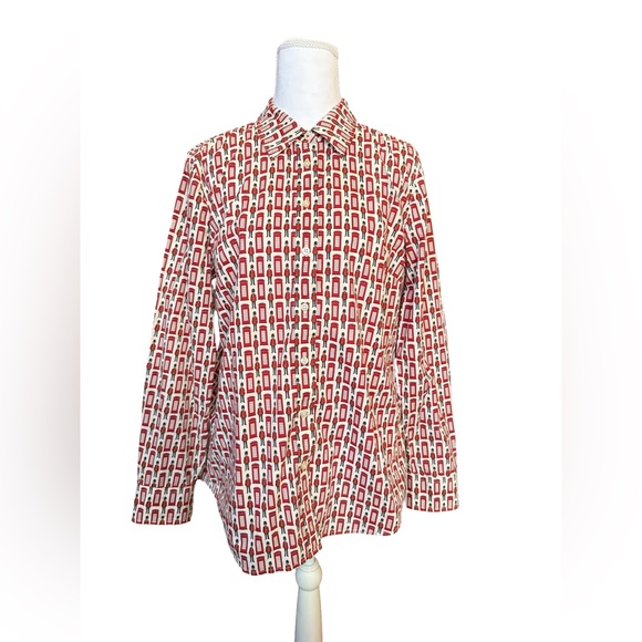 Talbots Women’s London Themed Phone Box 100% Cotton Button Down Size Small - Picture 3 of 10